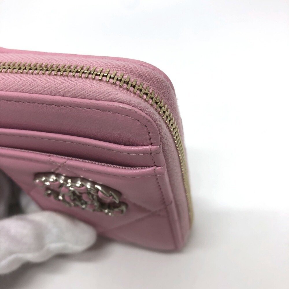 CHANEL Authentic Pink Lambskin Leather Logo Wallet - Picture 11 of 12